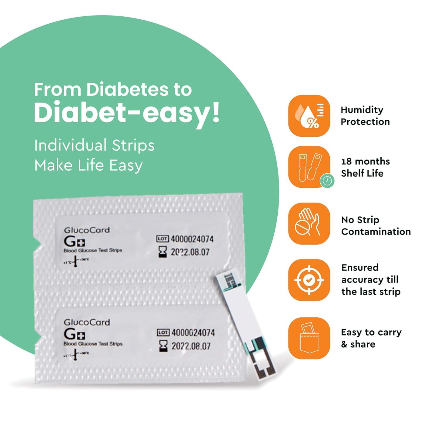 Arkray Glucocard G+ Blood Glucose Test Strips | Individually Packed | Pack of 25