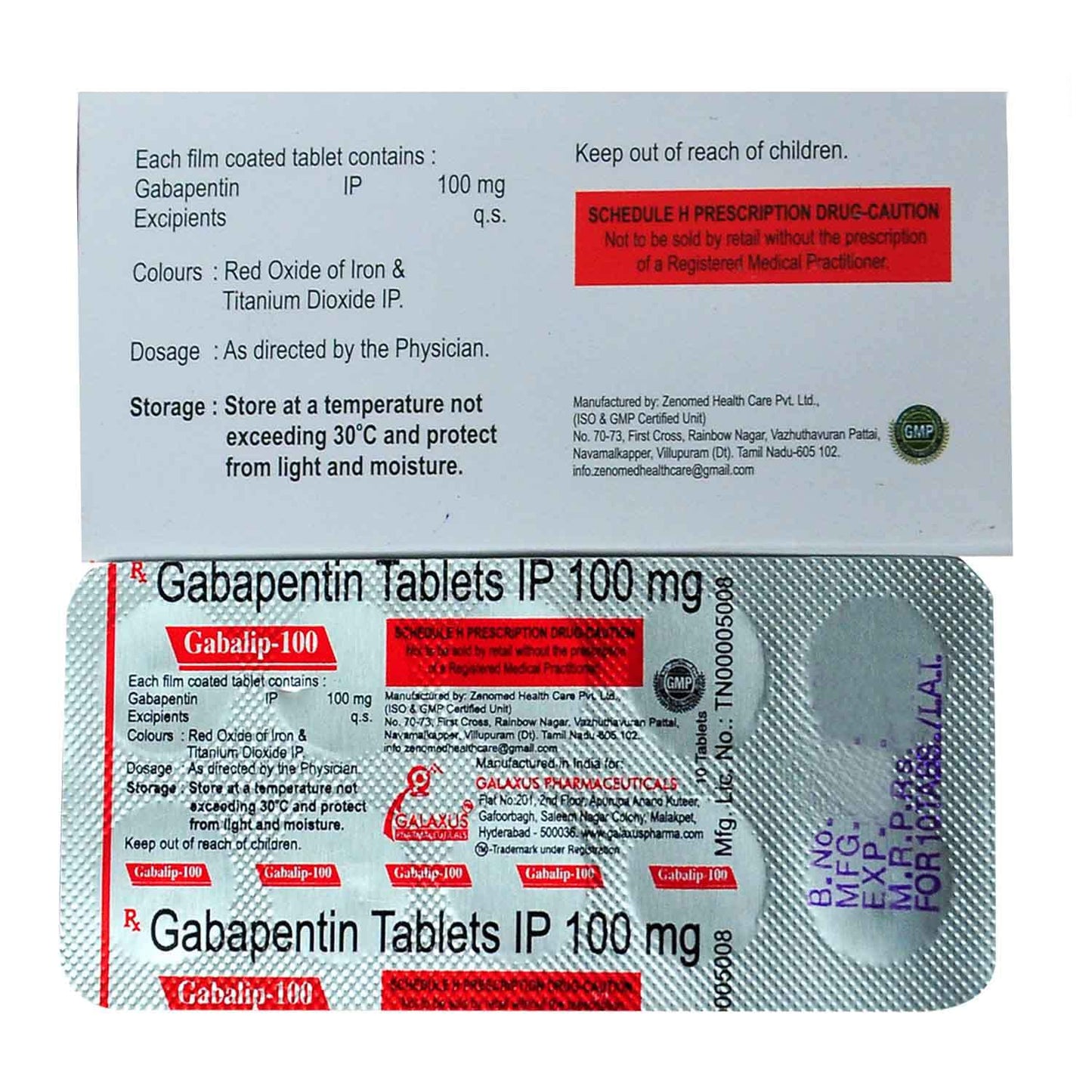 Gabalip 100 - Strip of 10 Tablets