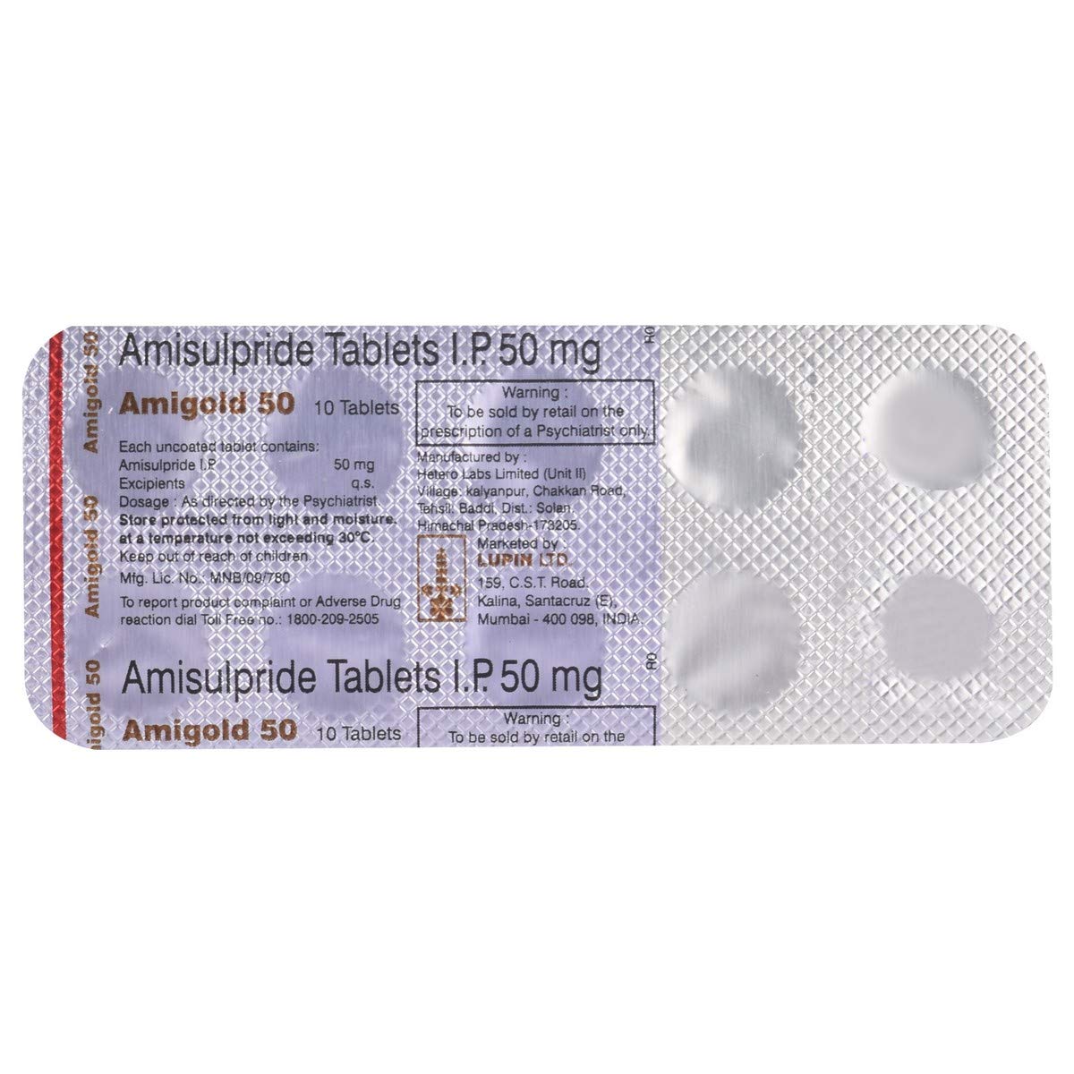 Amigold 50 - Strip of 10 Tablets