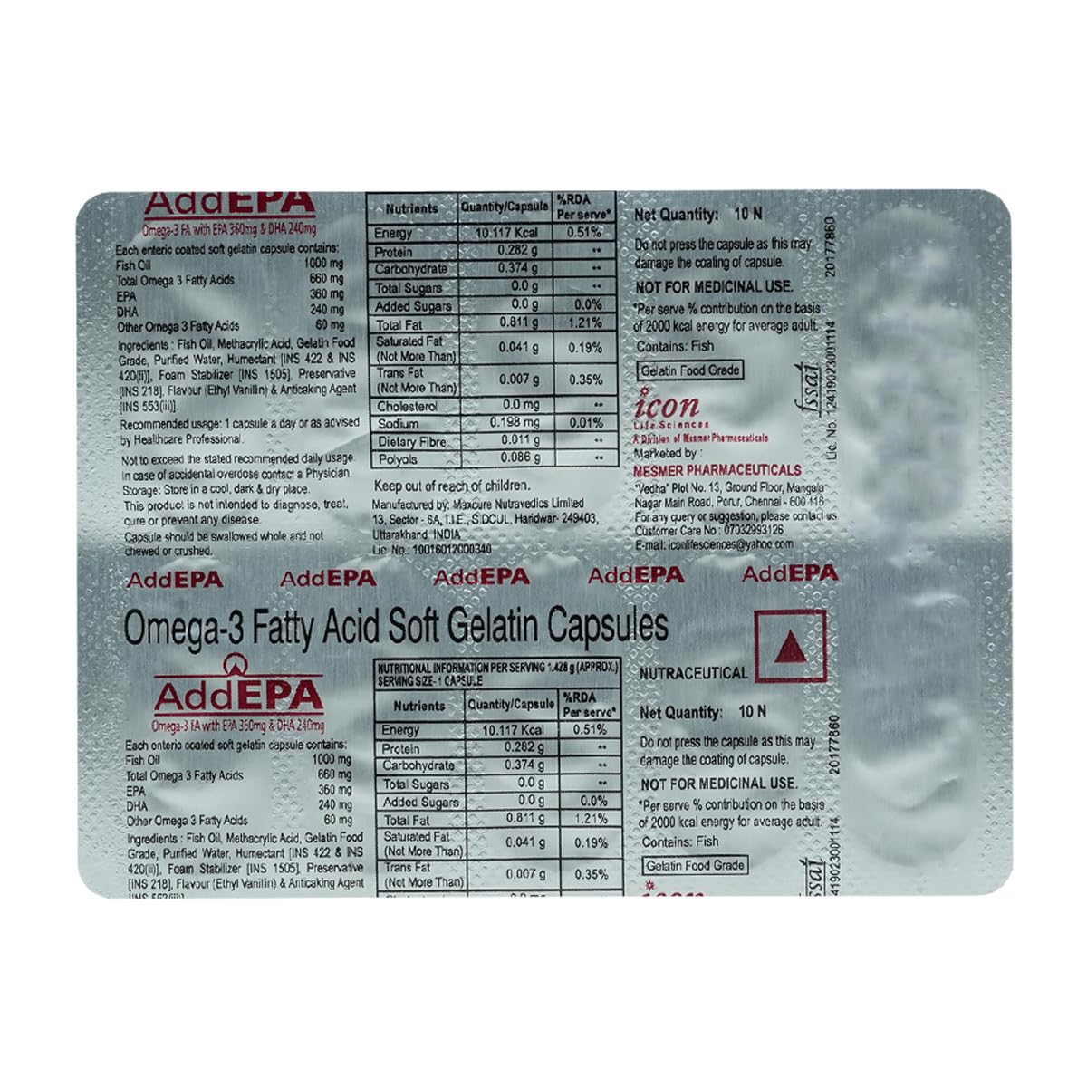 Addepa - Strip of 10 Softgel Capsules