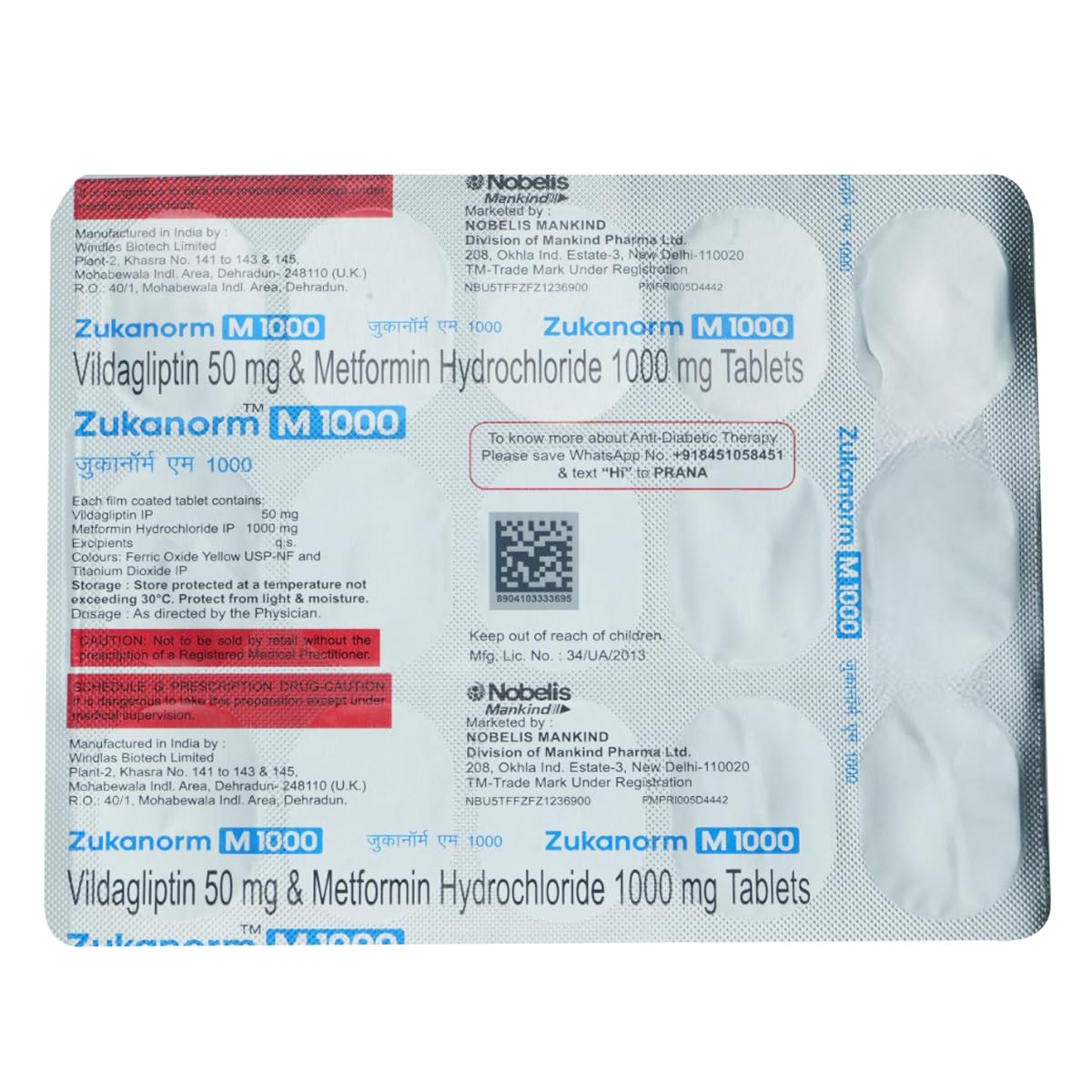 ZUKANORM M 1000/50MG -Strip of 15 Tablets