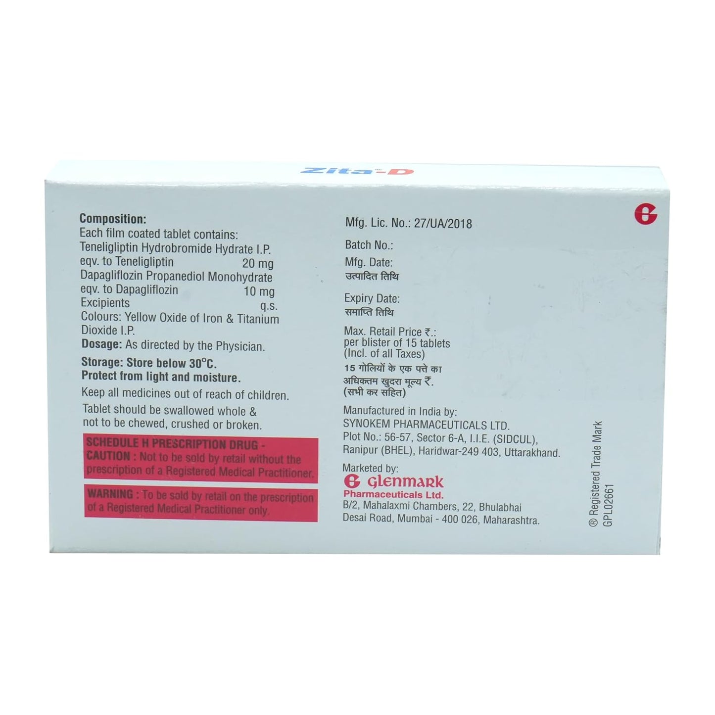 Zita-D 20/10 - Strip of 15 Tablets