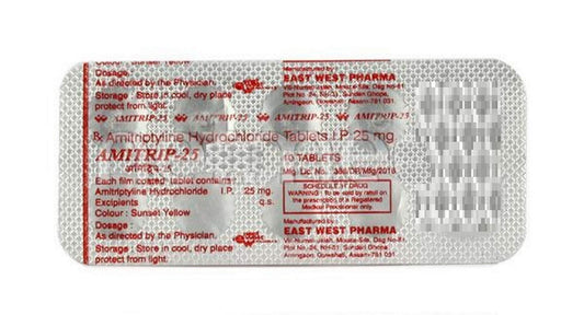 Amitrip 25 Mg - Strip of 10 Tablets