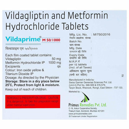 Vildaprime M 50/1000 - Strip of 15 Tablets