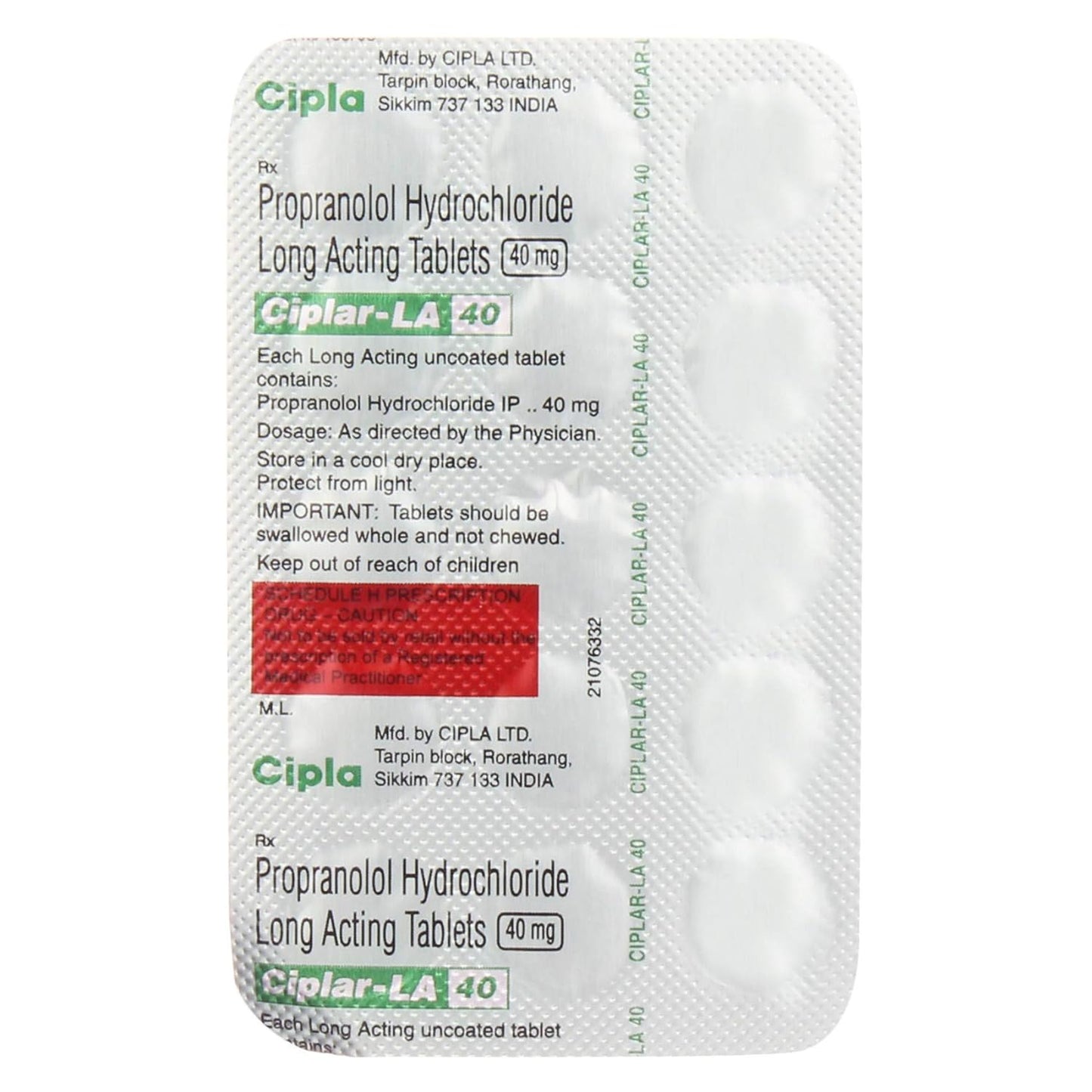 Ciplar- LA 40 - Strip of 15 Tablets