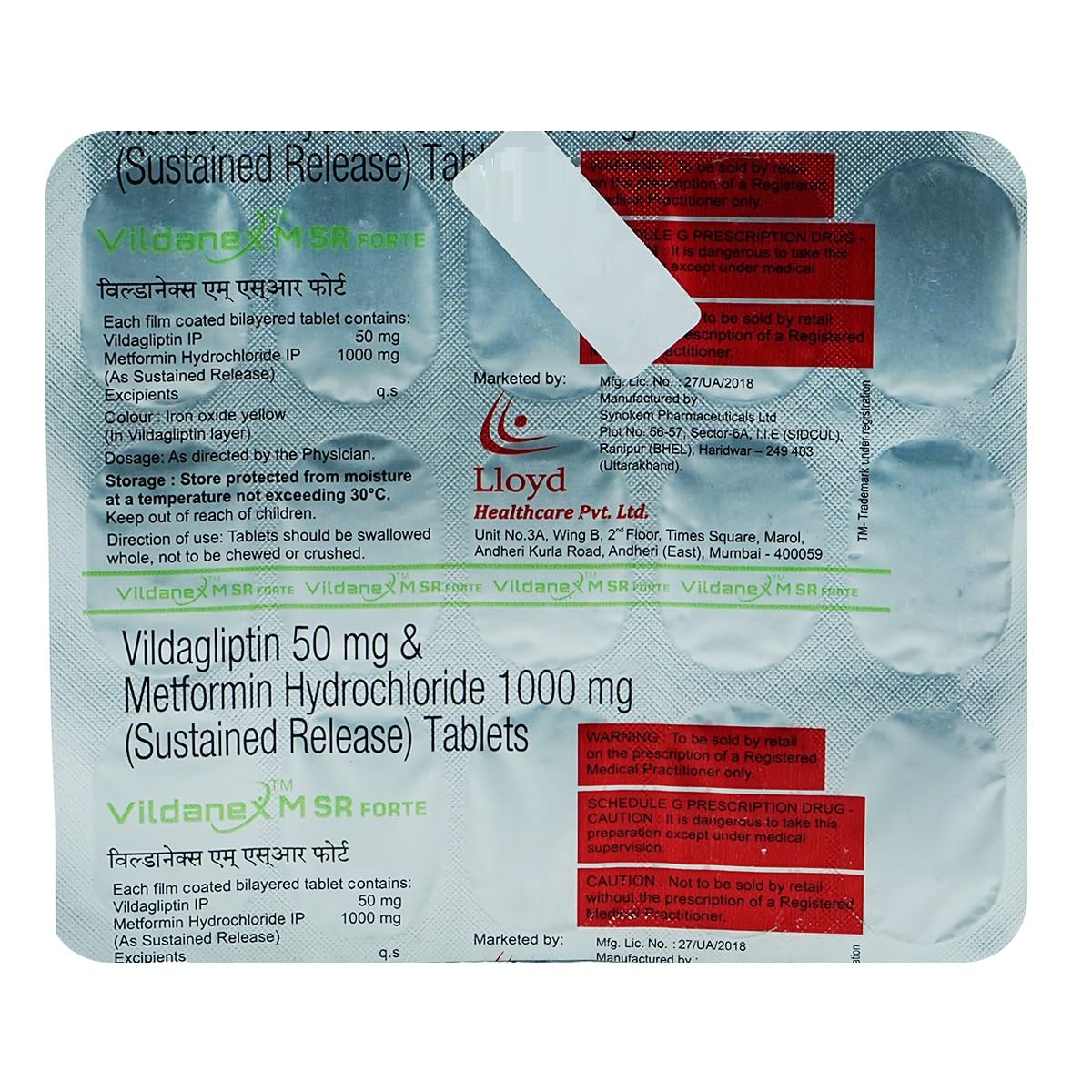 Vildanex M SR Forte -Strip of 15 Tablets