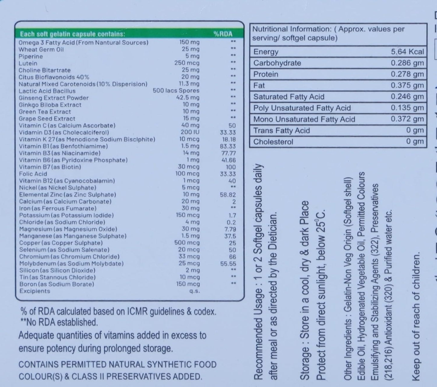 Axovit 4G - Strip of 10 Capsules