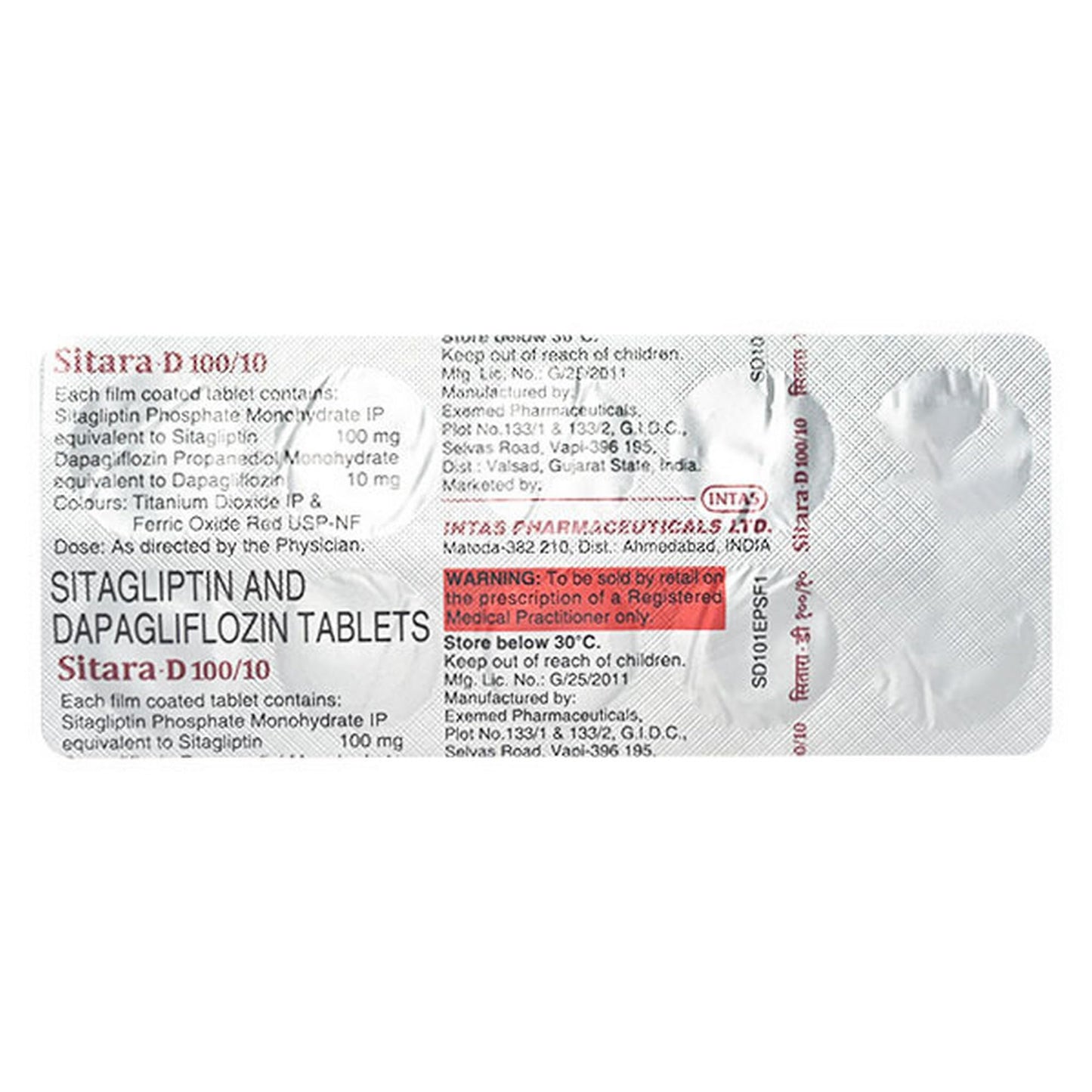 Sitara D 100/10 mg - Strip of 10 Tablets