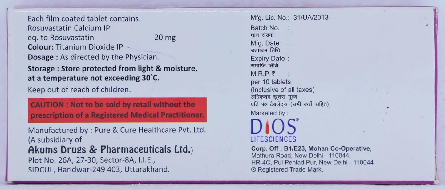 Valros - 20mg - Strip of 10 Tablets