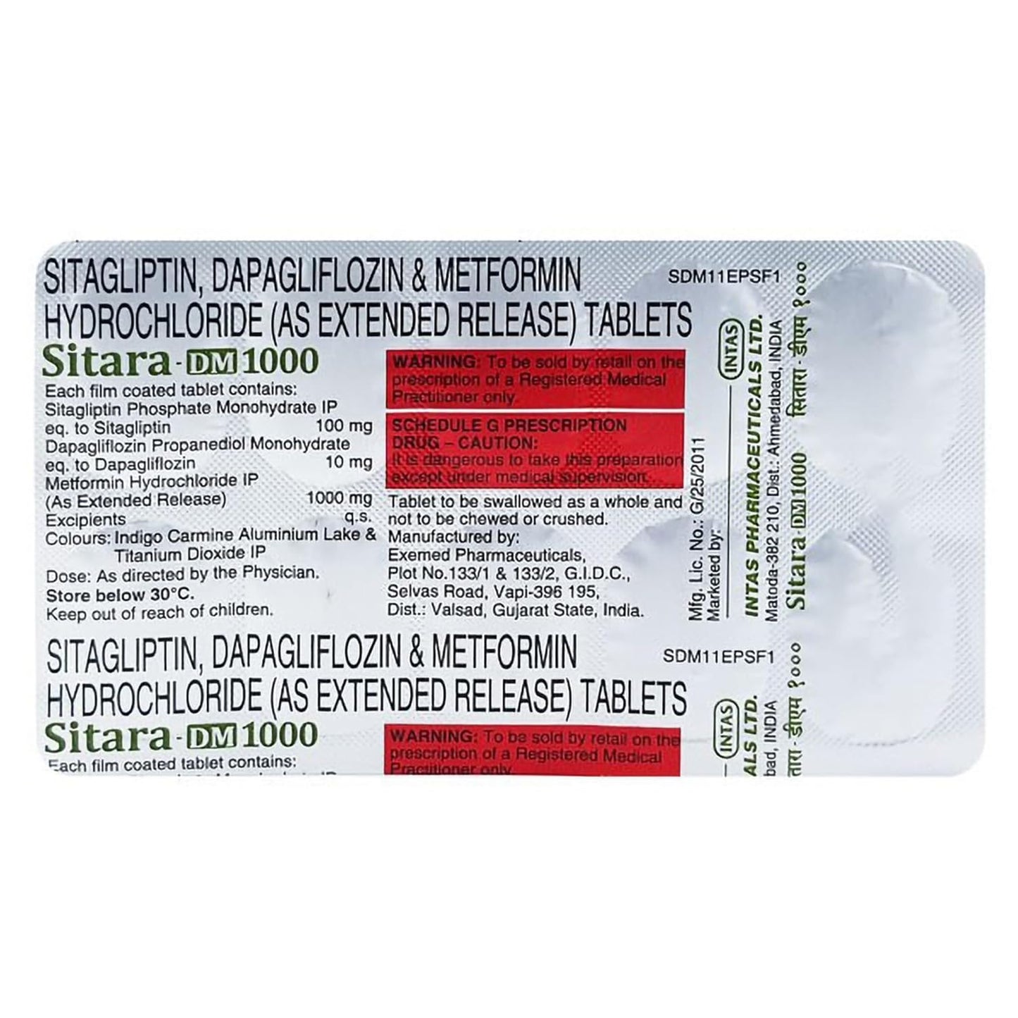 Sitara-DM 1000 - Strip of 10 Tablets