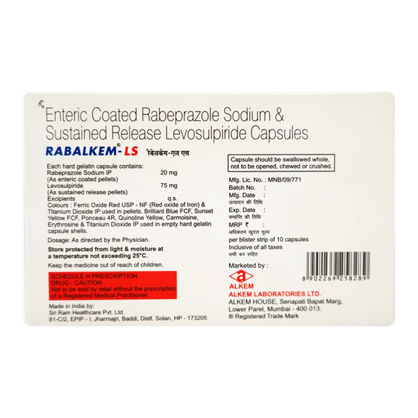 RABALKEM LS - Strip of 10 Capsules