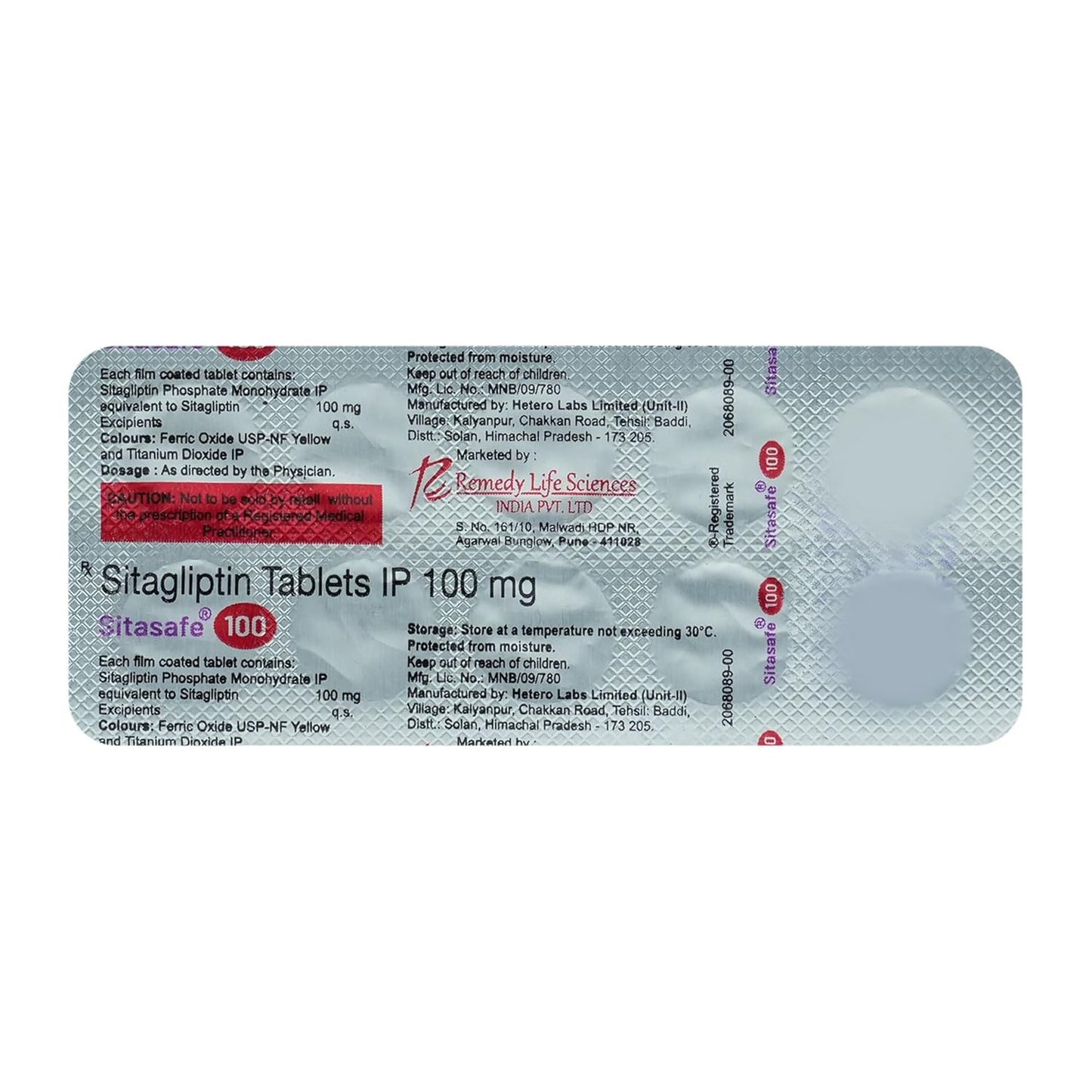 Sitasafe 100 - Strip of 10 Tablets