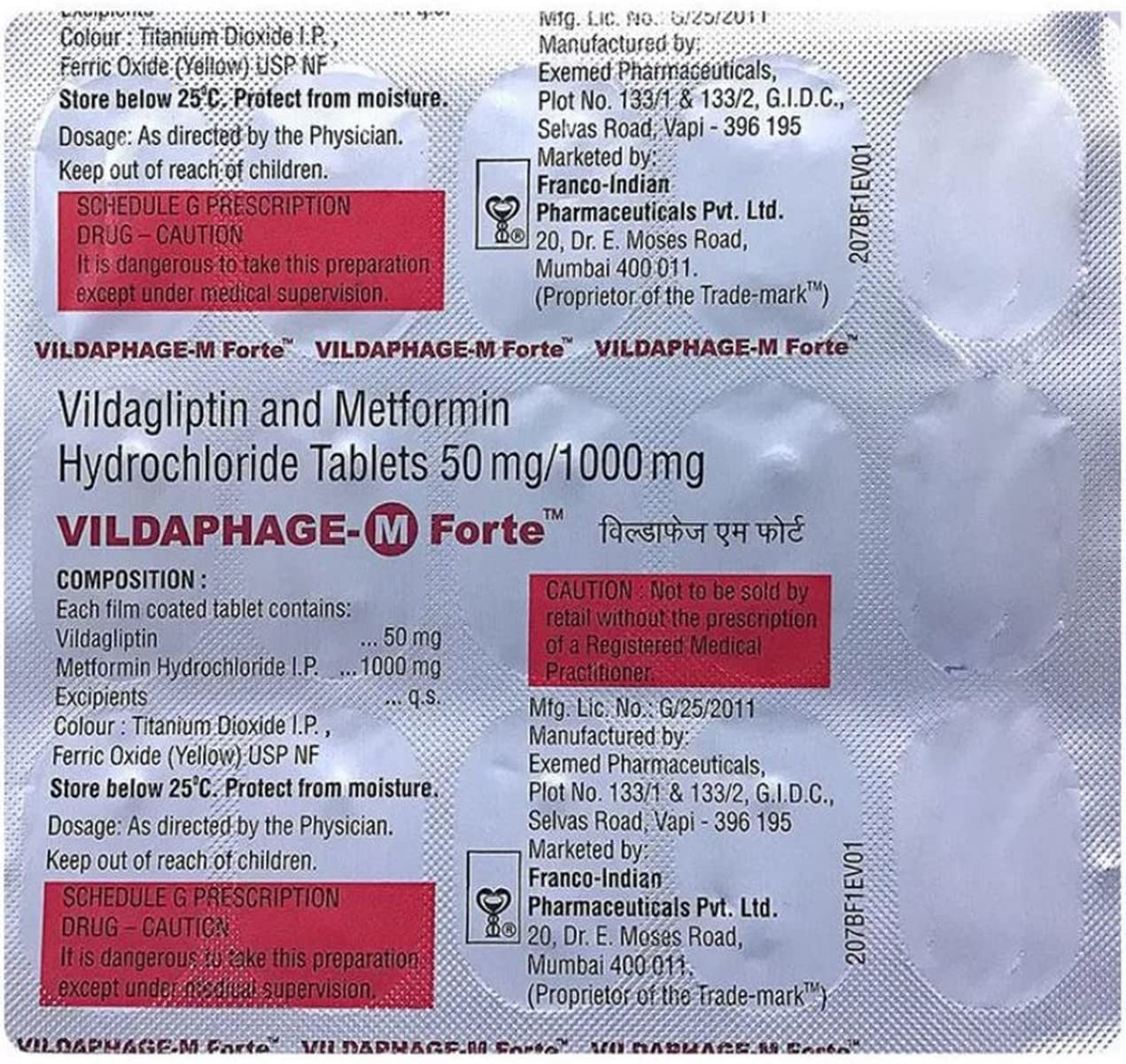 VILDAPHAGE-M FORTE 50/1000MG - Strip of 15 Tablets