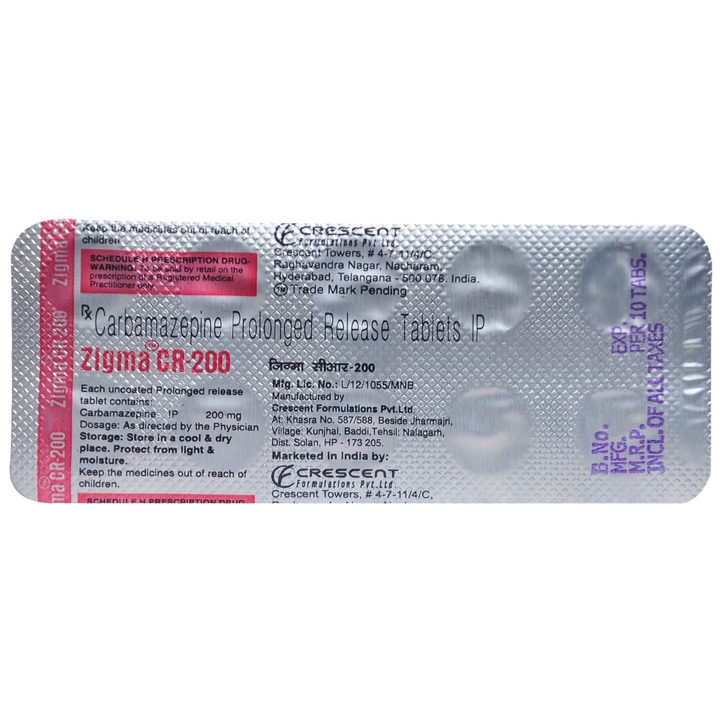 Zigma CR 200 MG - Strip of 10 Tablets