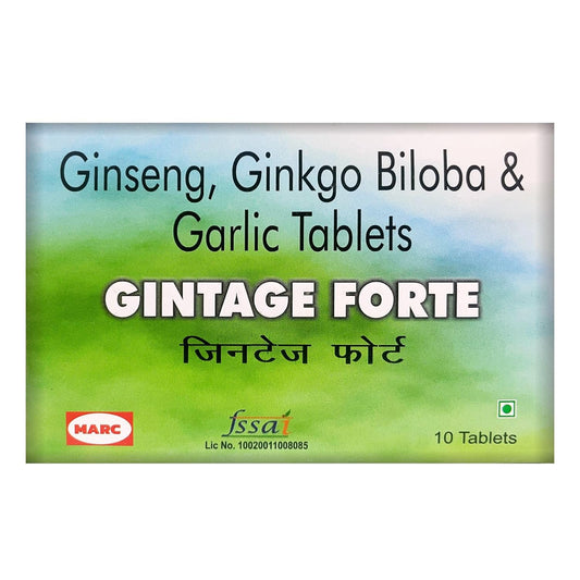 MARC GINTAGE FORTE Triple Power Herbal Supplement - Ginseng, Ginkgo Biloba & Garlic - Boost Energy, Enhance Memory & Support Heart Health - 30 Tablets (1 Month Supply)