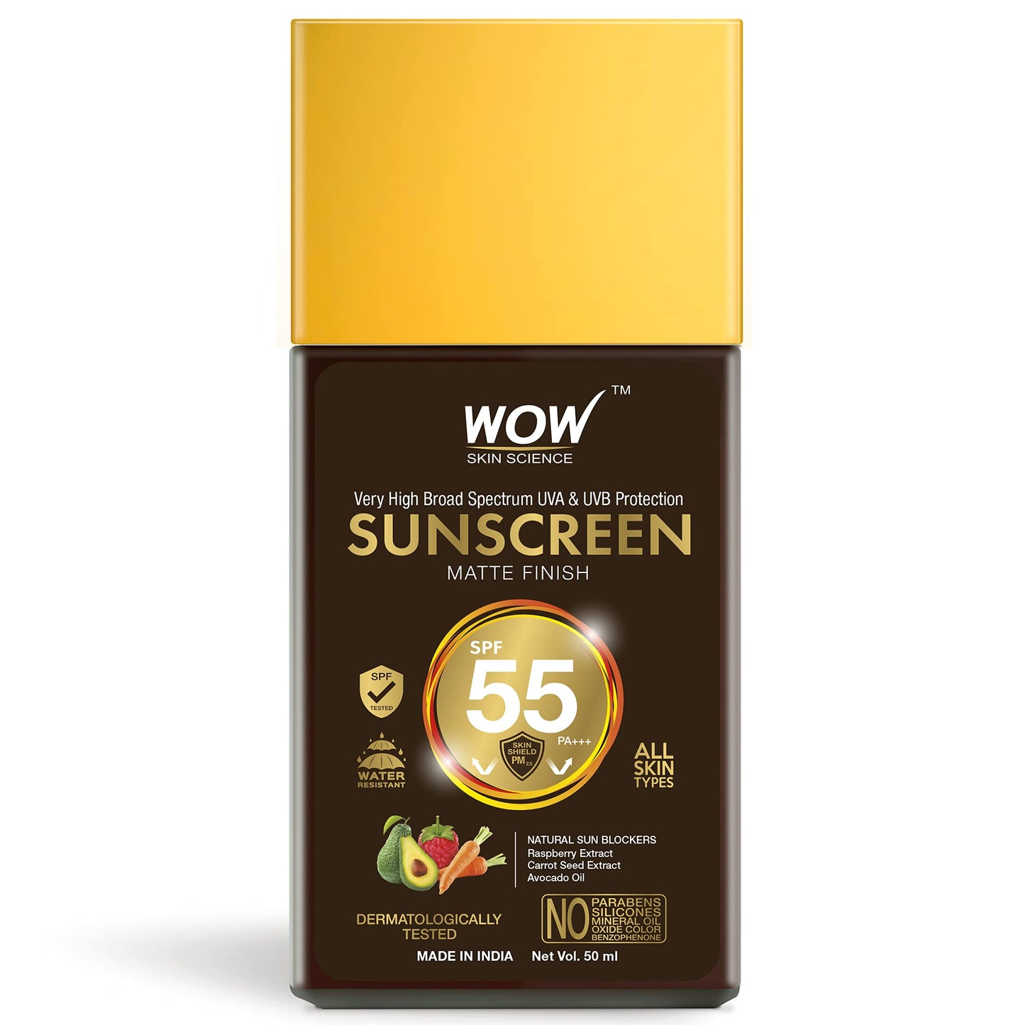 WOW Skin Science Sunscreen Gel For All Skin Types | SPF 55 PA++++ | With Glutathione & Aloe Vera Extract | Lightweight | Quick Absorbing | No White Cast | UVA & UVB Protection | 10 ml