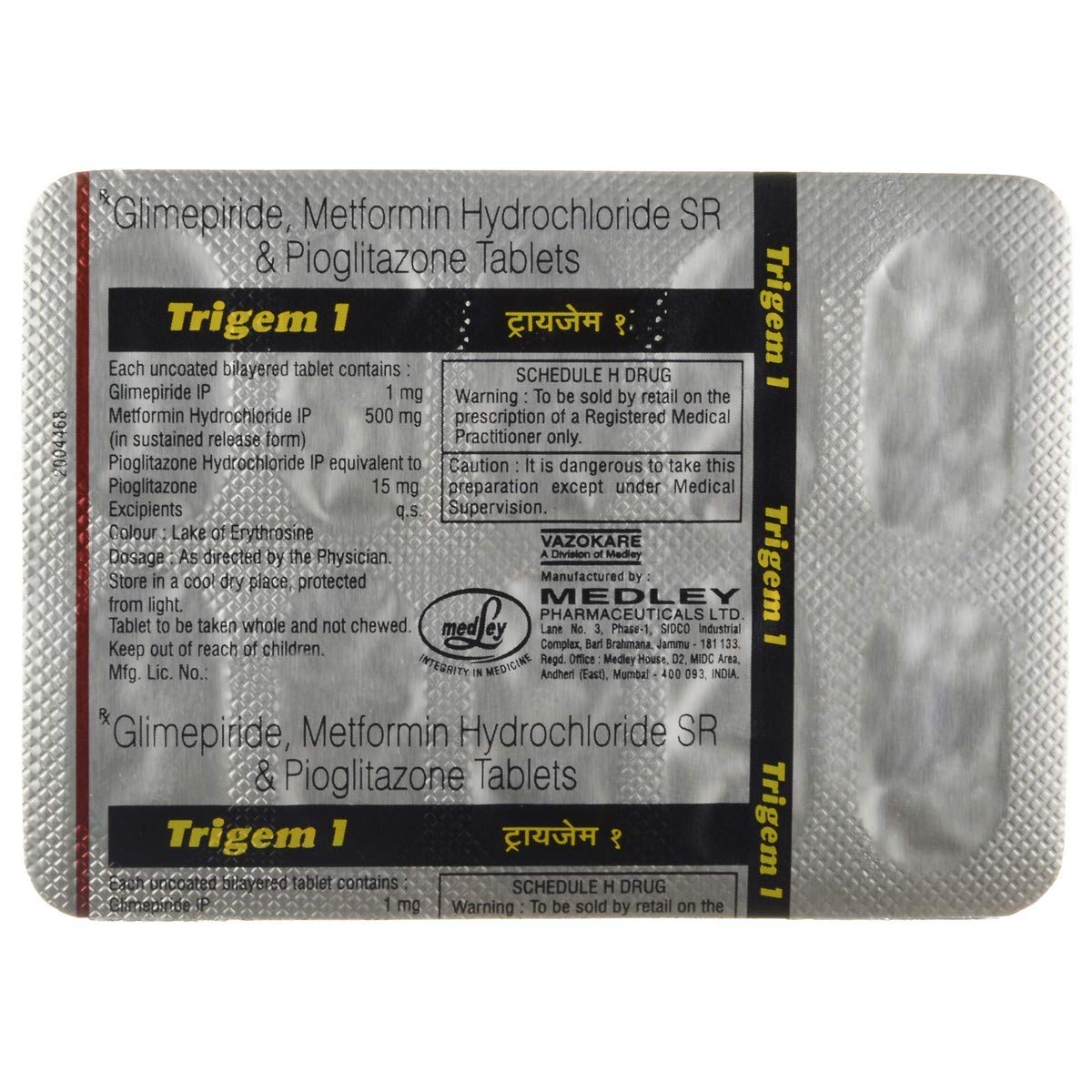 Trigem 1 - Strip of 10 Tablets