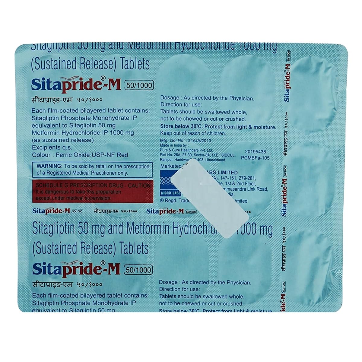 Sitapride M 50/1000 mg - Strip of 15 Tablets