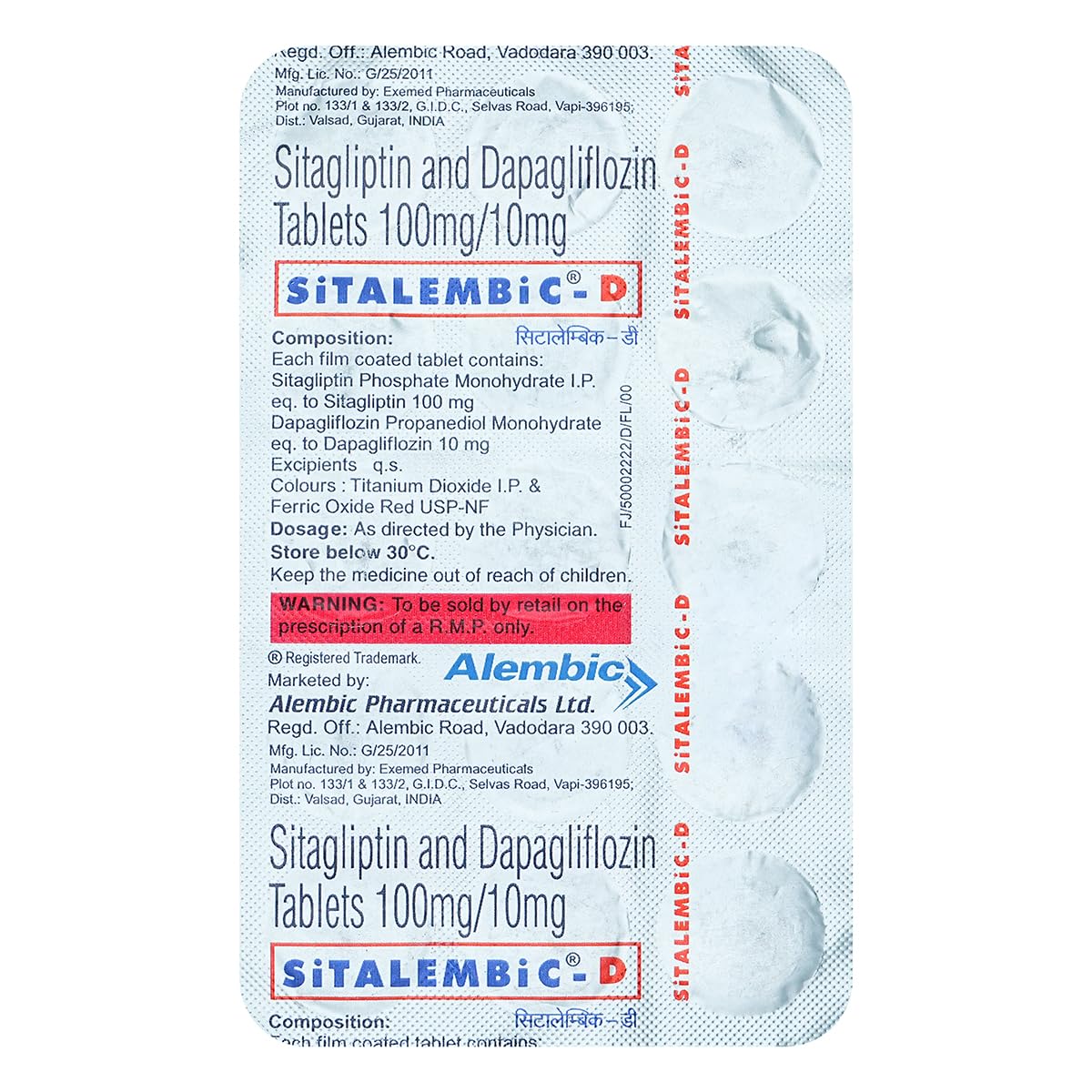 Sitalembic D - Strip of 15 Tablets