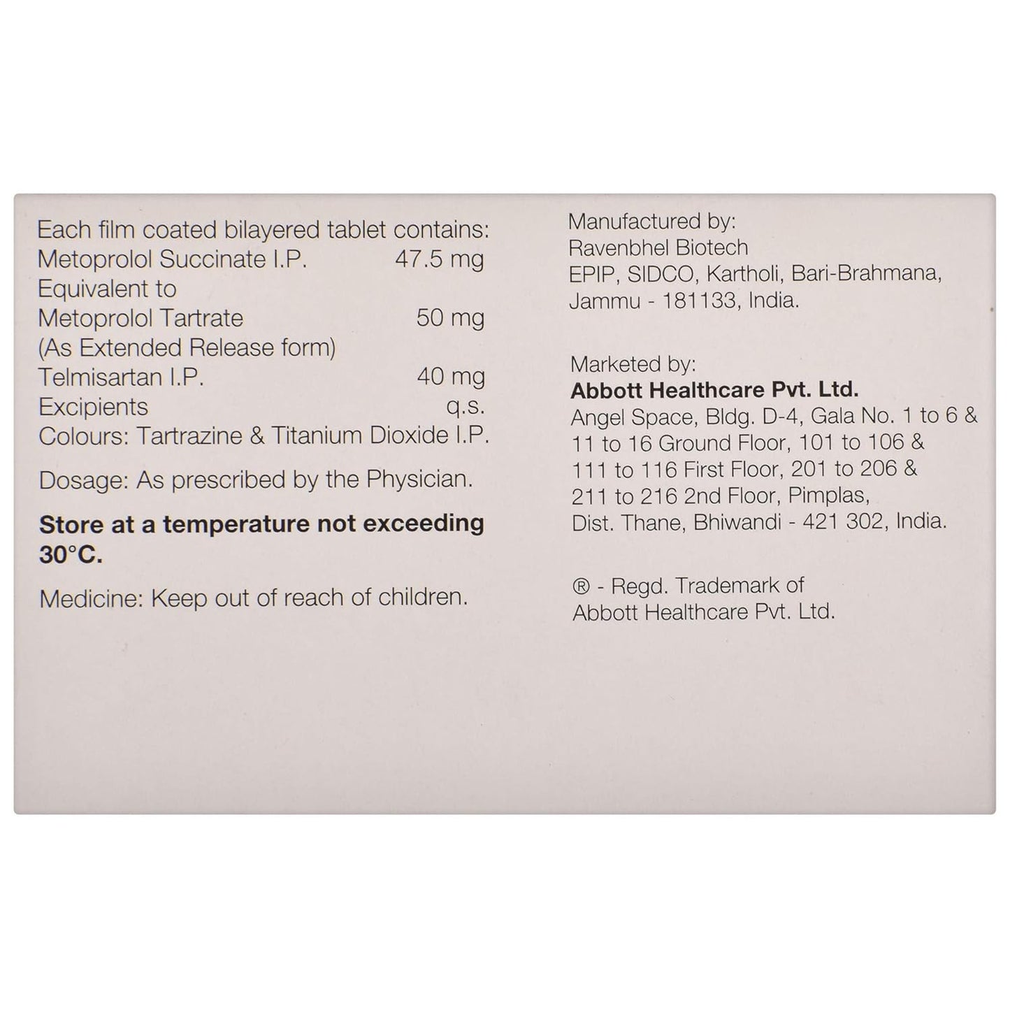 Telpres-MT 50 - Strip of 15 Tablets