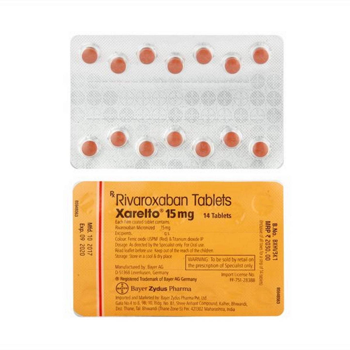 Xarelto 15mg - Strip of 14 Tablets