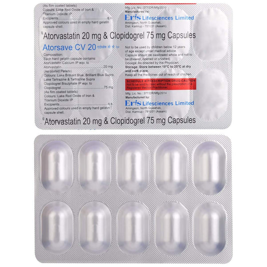 Atorsave CV 20 - Strip of 10 Capsules