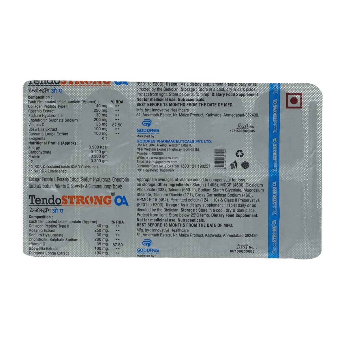 Tendostrong OA - Strip of 10 Tablets