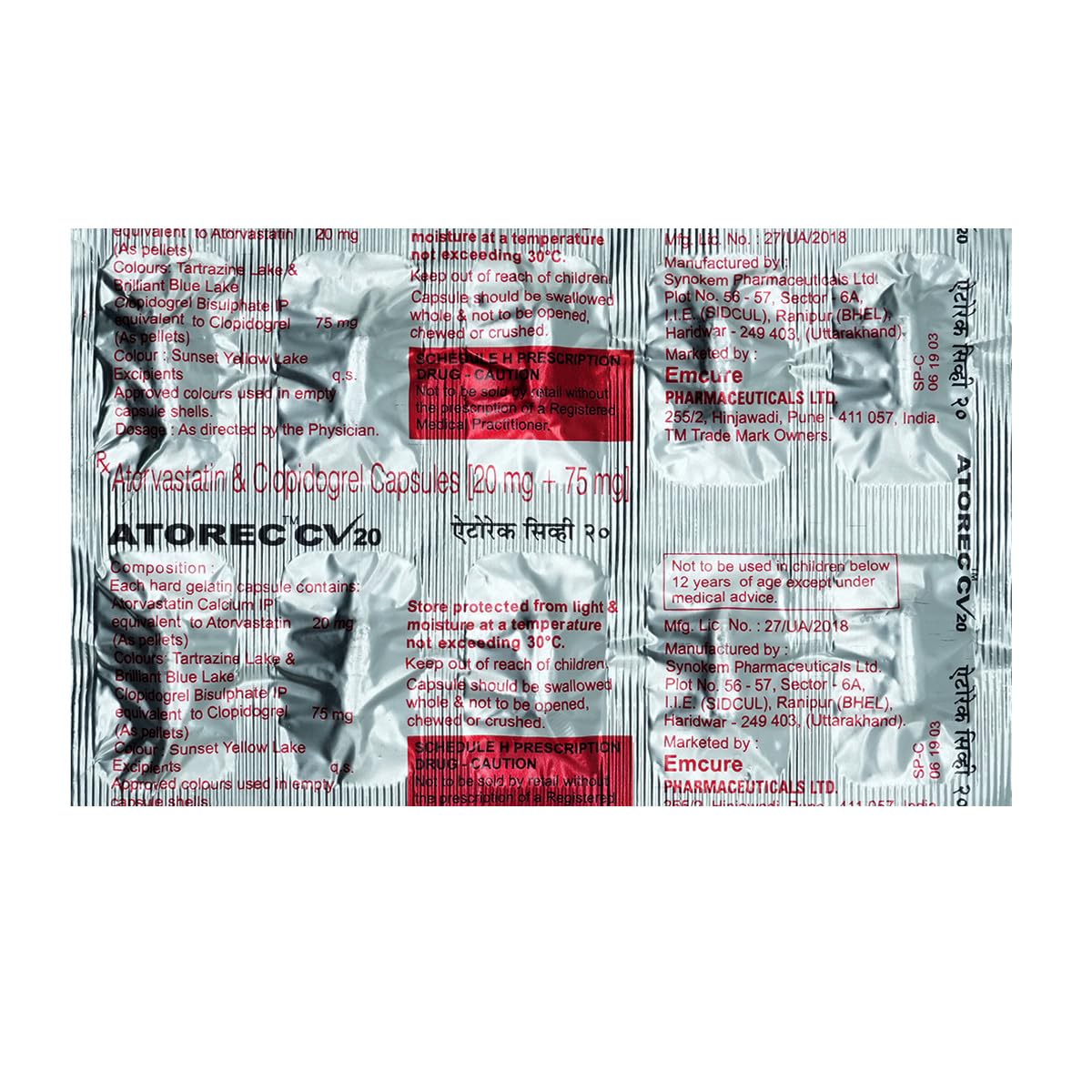 Atorec CV 20MG - Strip of 10 Capsules