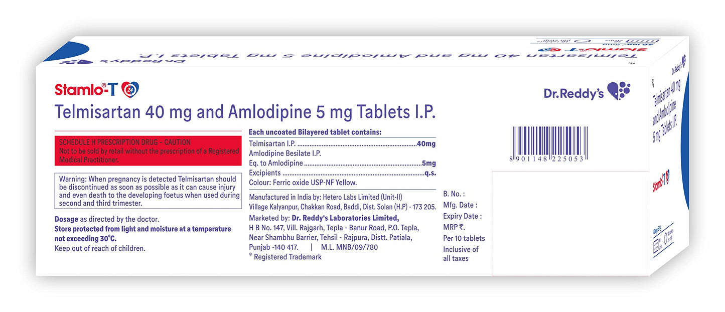 Stamlo-T 40mg/5mg- Strip of 10 Tablets