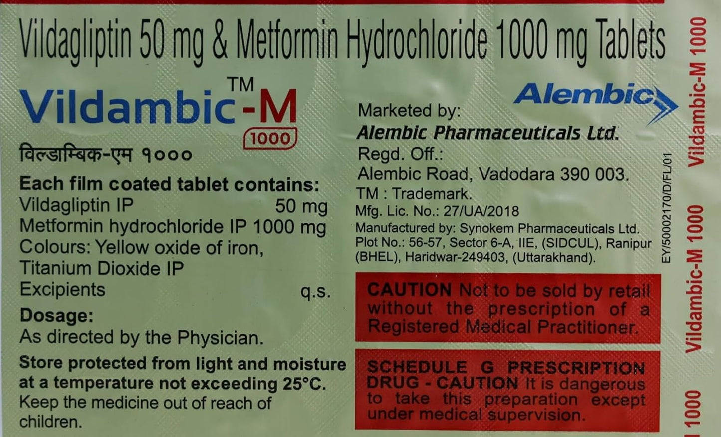 Vildambic-M 1000 - Strip of 15 Tablets