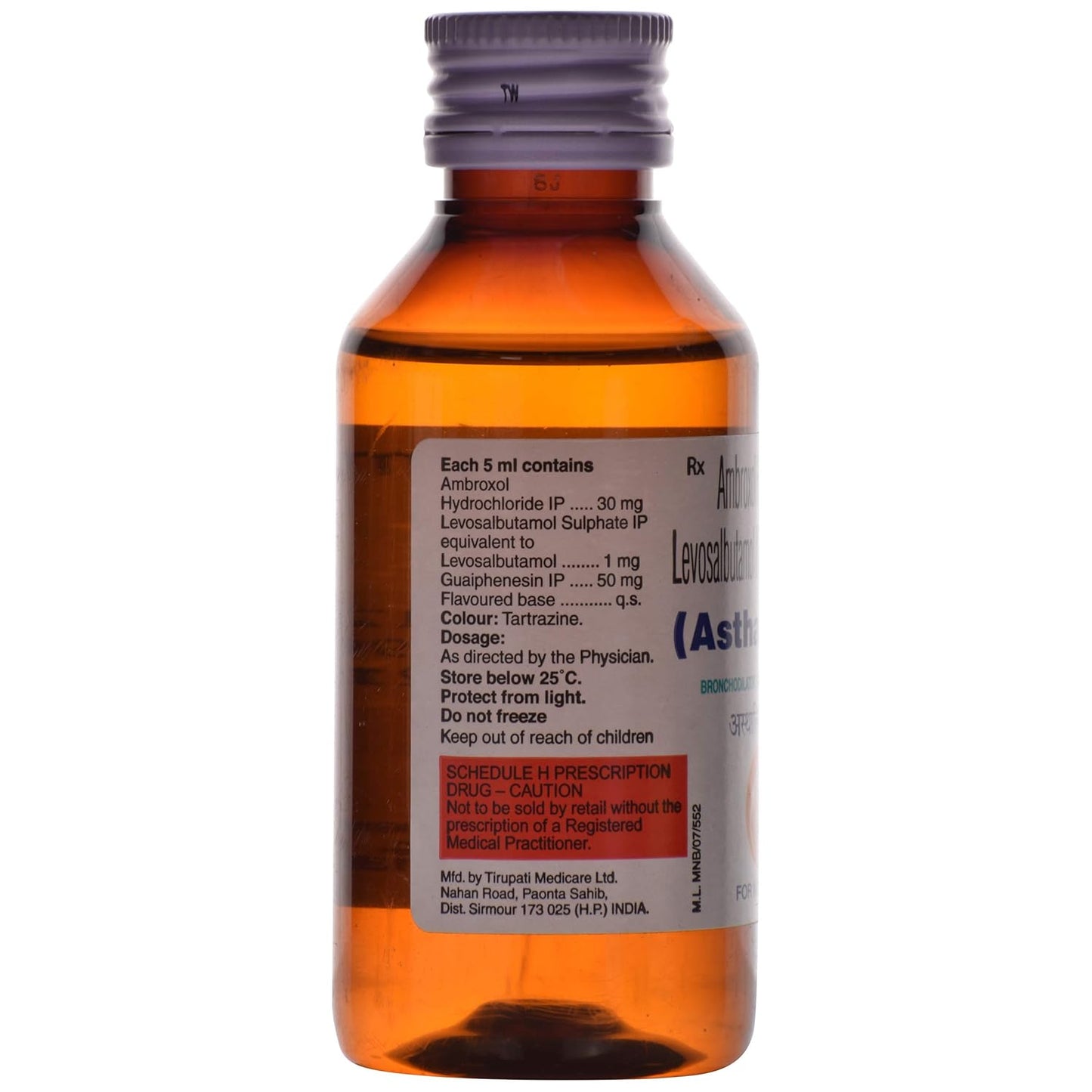 Asthalin AX - Bottle of 100 ml Syrup