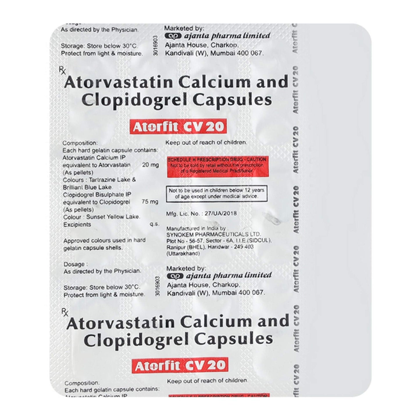 Atorfit CV 20 - Strip of 15 Capsules