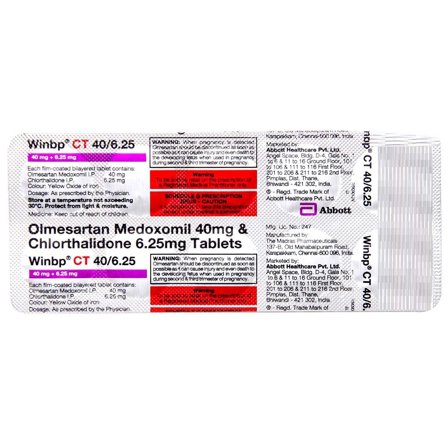 Winbp Ct 40/6.25 - Strip of 10 Tablets