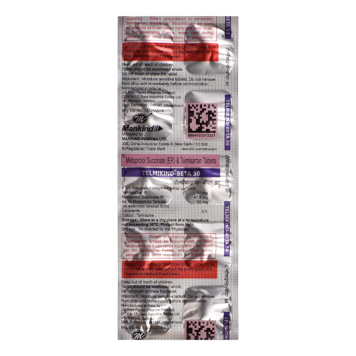 Telmikind Beta 50 - Strip of 10 Tablets