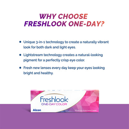 Alcon Freshlook OneDay - Daily Disposable Color Contact Lenses (-03.00, Gray, Pack of 10)