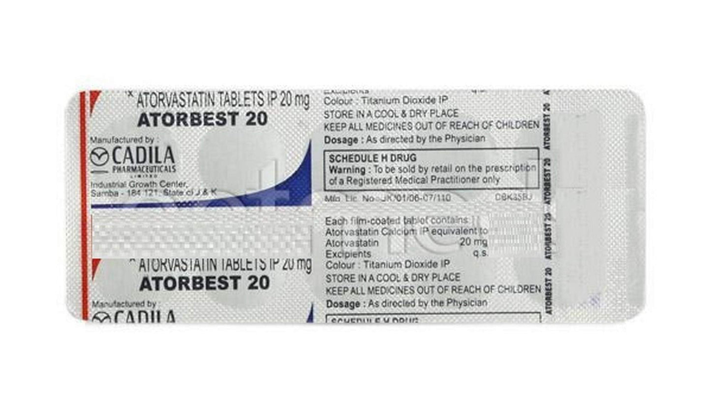 Atorbest 20mg - Strip of 10 Tablets