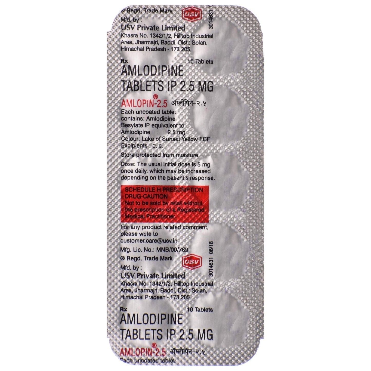 Amlopin 2.5 - Strip of 10 Tablets