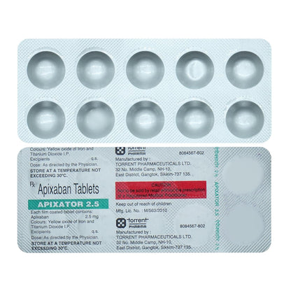 Apixator 2.5mg - Strip of 10 Tablets