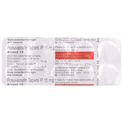 Arvast 15 - Strip of 10 Tablets