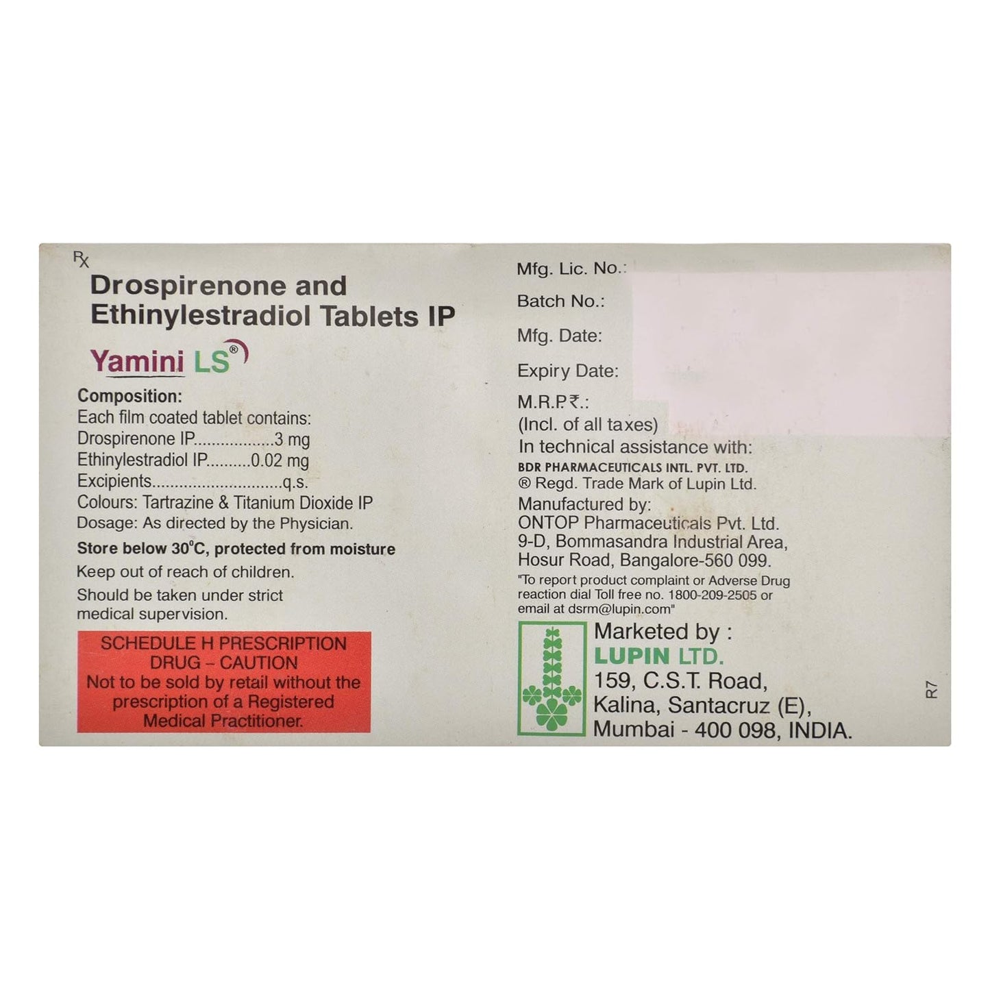 Yamini LS - Strip of 24 Tablets