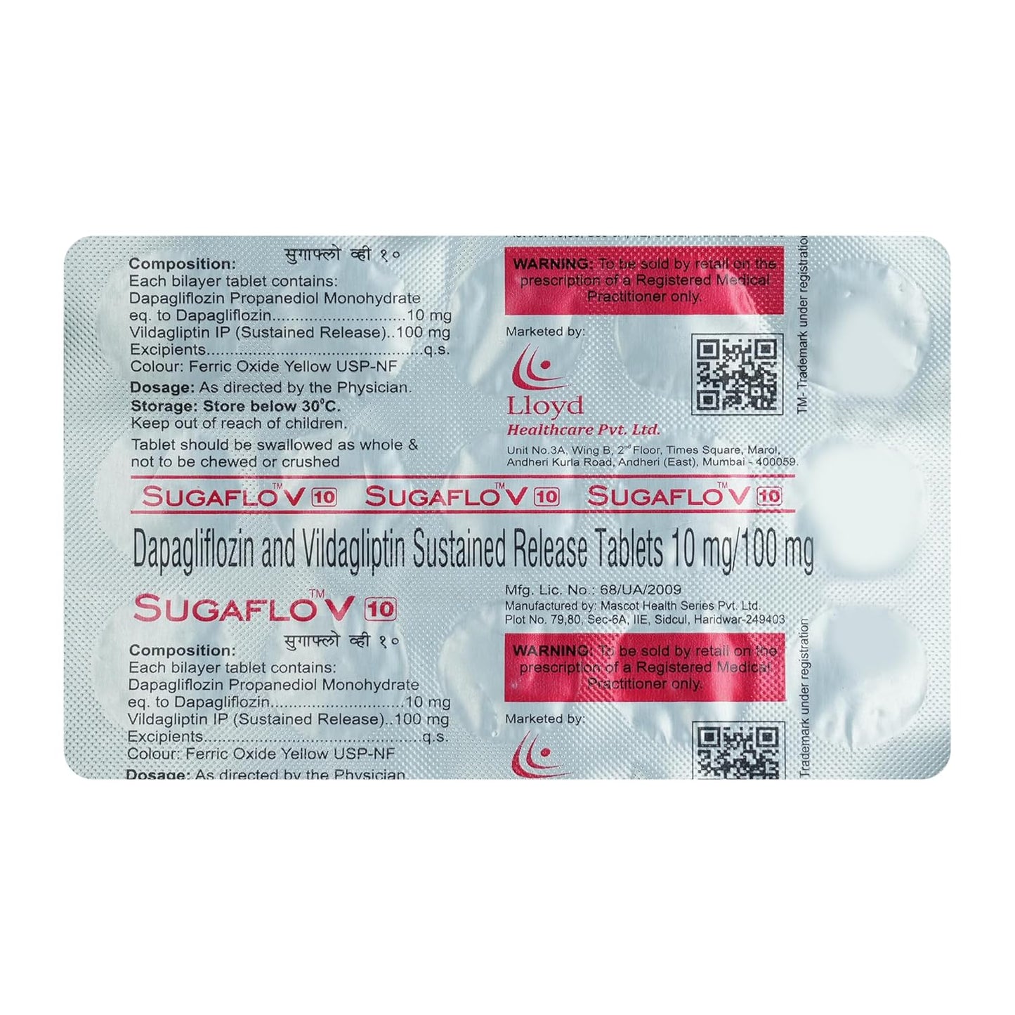 Sugaflo V 10 -Strip of 15 Tablets