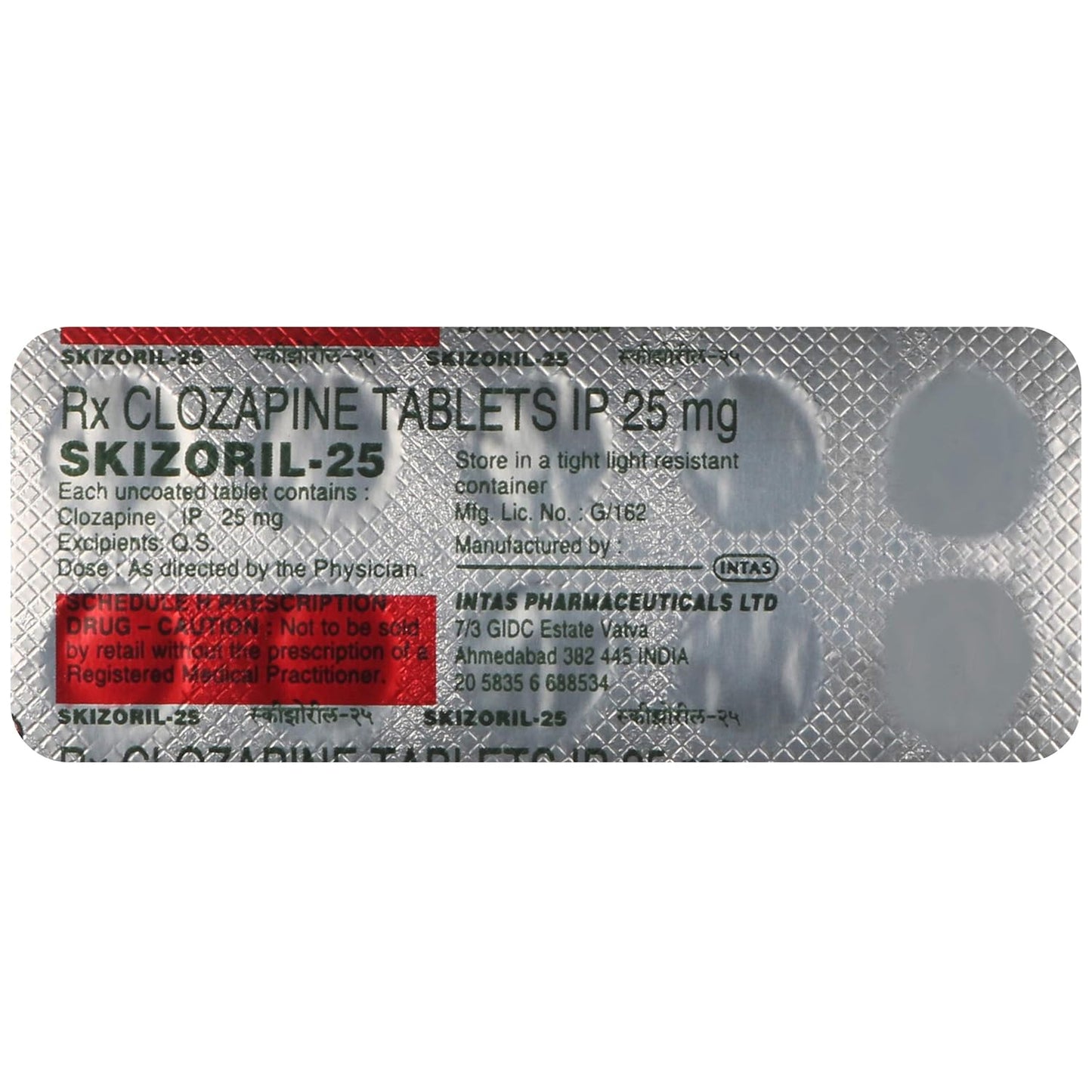 Skizoril 25 - Strip of 10 Tablets