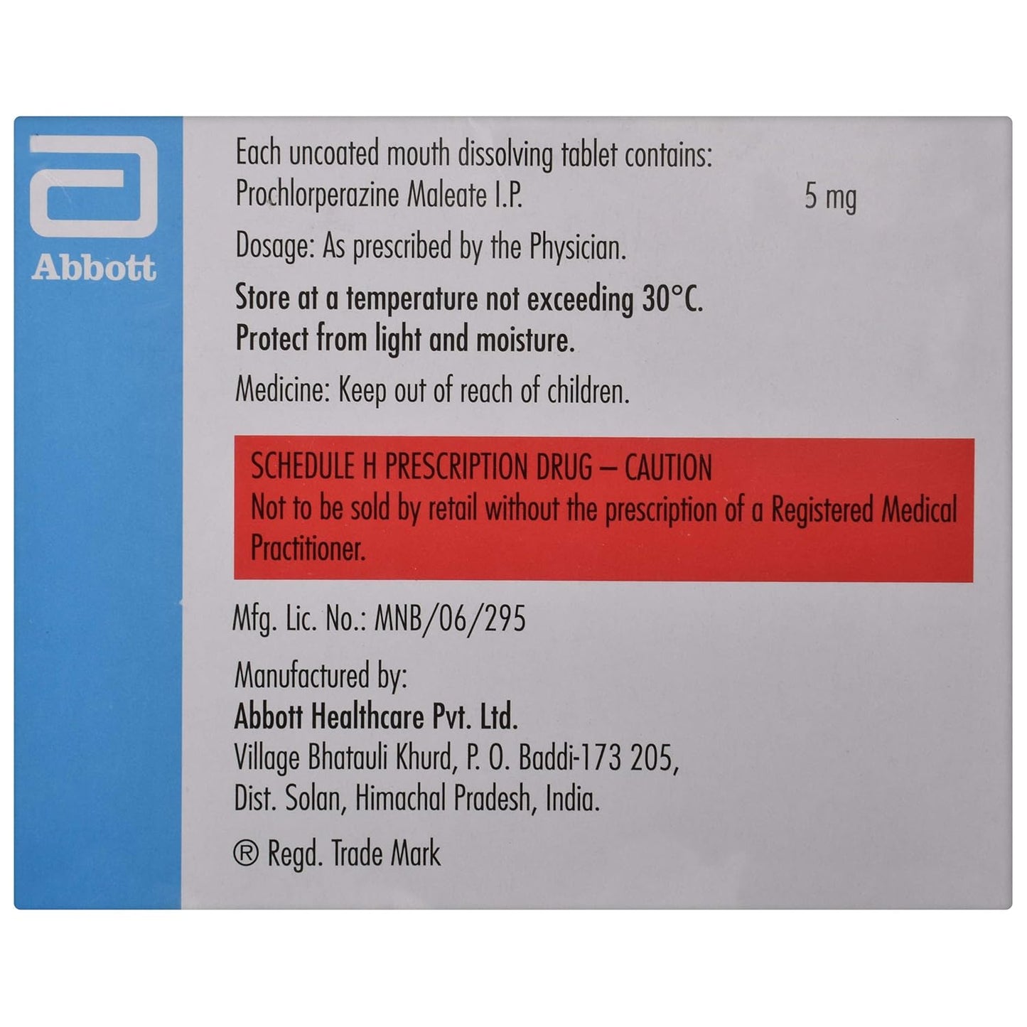 Stemetil MD 5mg - Strip of 15 Tablets