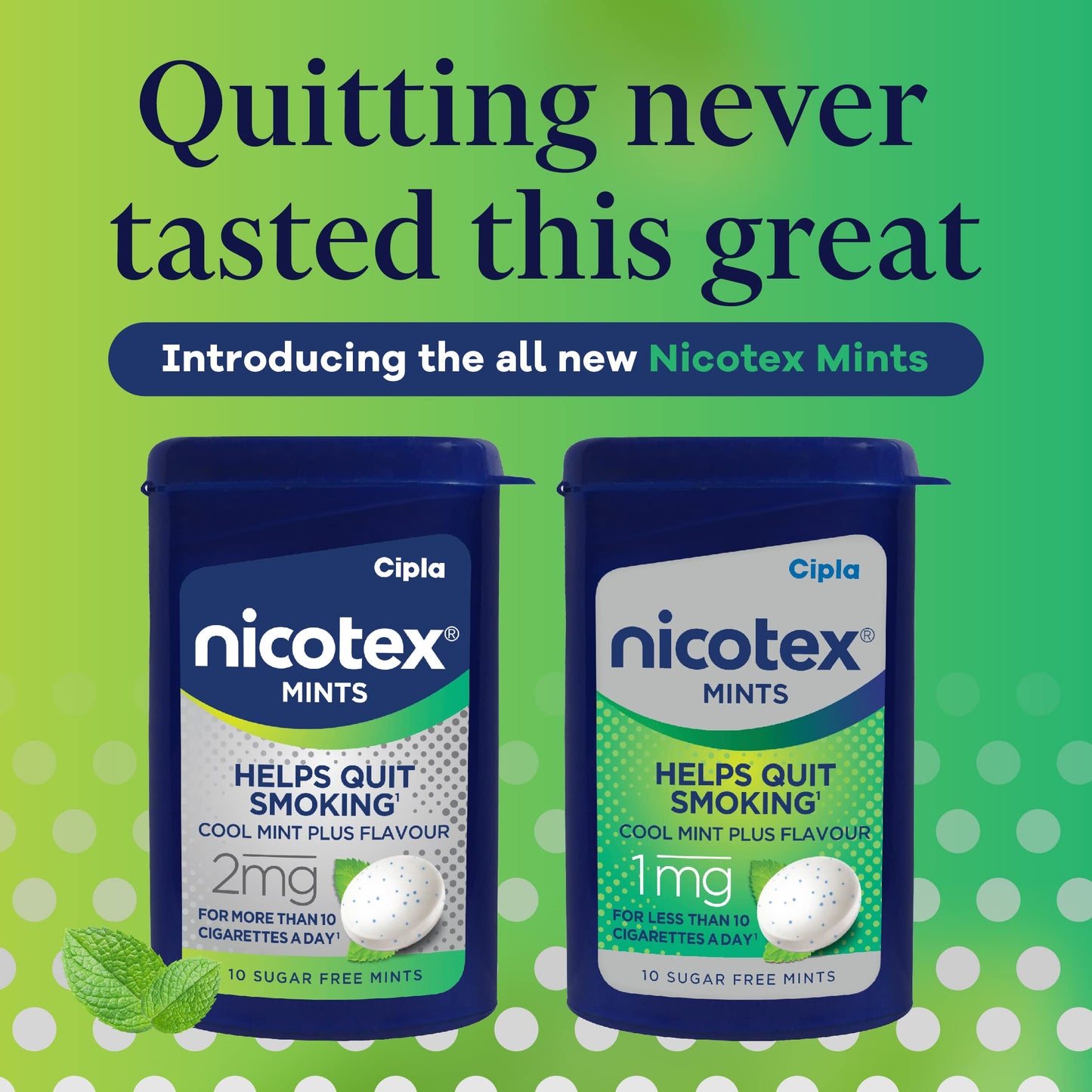 Cipla Nicotex Mints | Nicotine 1mg Lozenges (60 Pcs) | Helps Quit Smoking | Sugar Free | Cool Mint Plus Flavour (10 * 6 Pcs)