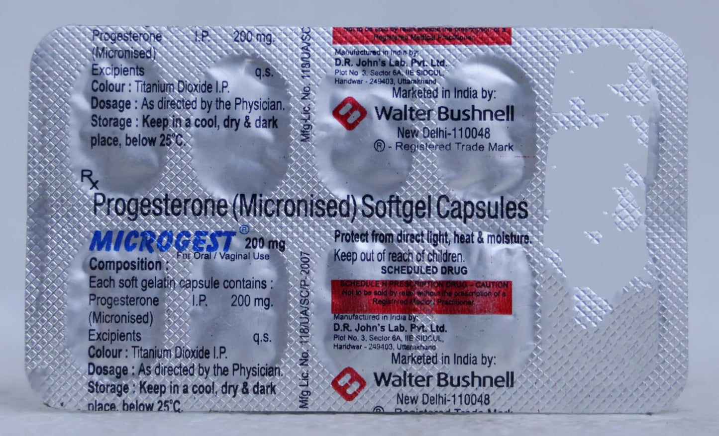 Microgest SR 200MG - Strip of 10 Tablets