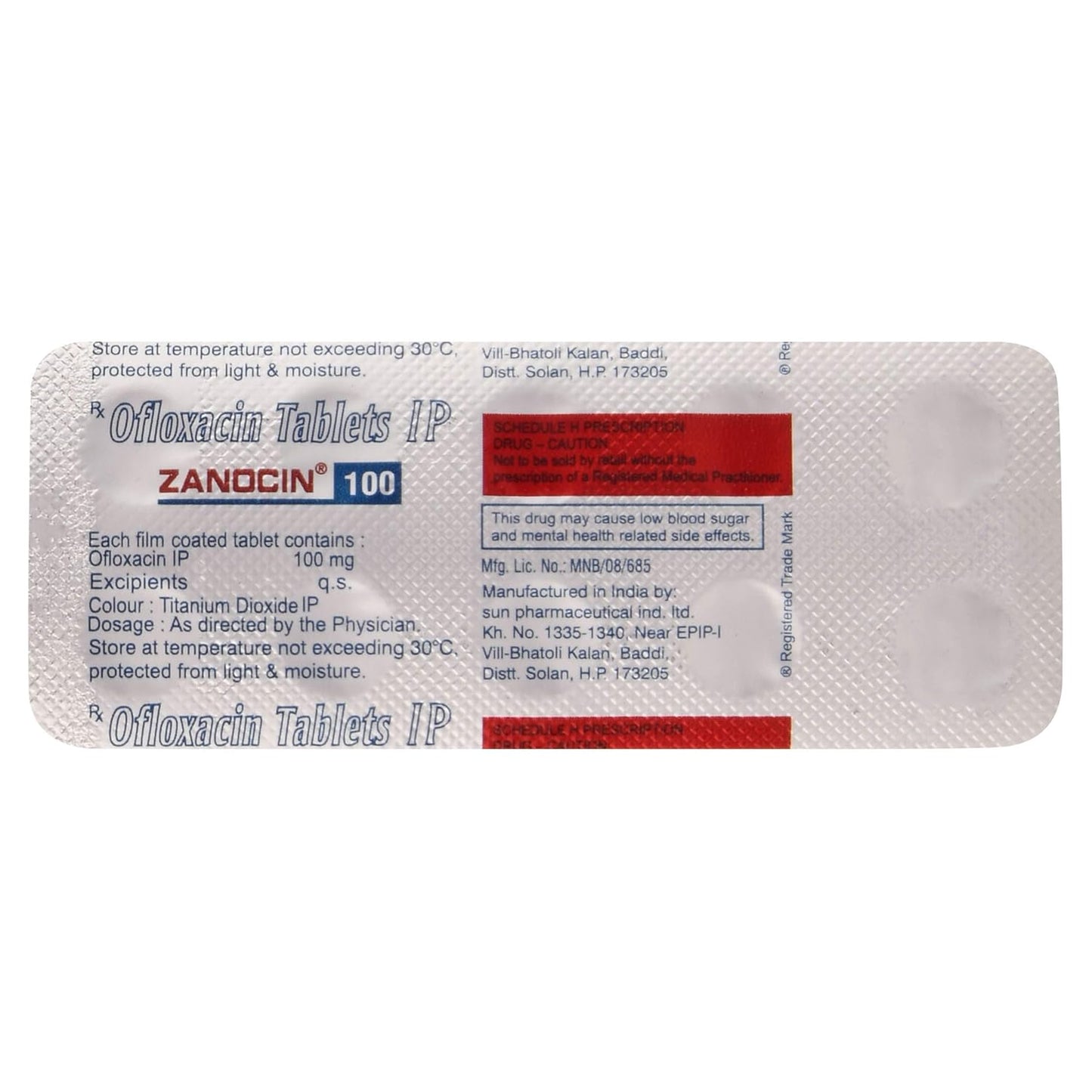 Zanocin 100 - Strip of 10 Tablets