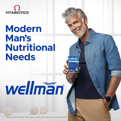 wellman Multivitamin Tablets For Men With 21 Nutrients Like Vitamin C,L-Arginine,Calcium,Zinc. Feel More Energetic,Support Reproductive Health,Boost Immunity,Vegetarian Your Energy Booster Pack Of 1