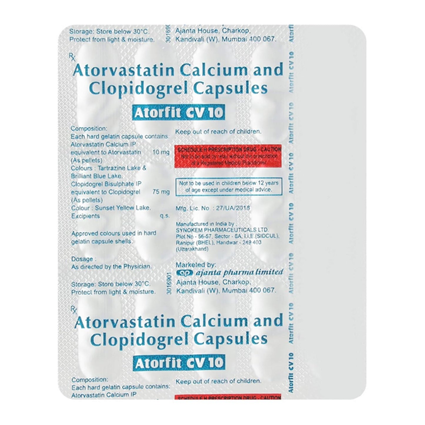 Atorfit CV 10 - Strip of 15 Capsules