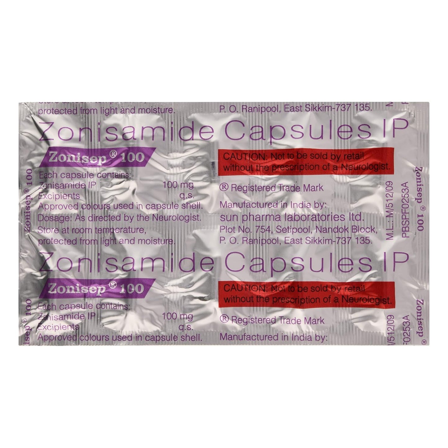 Zonisep 100 - Strip of 10 Capsules