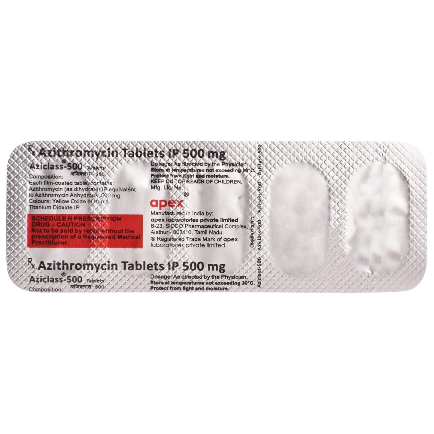 Aziclass 500 - Strip of 5 Tablets